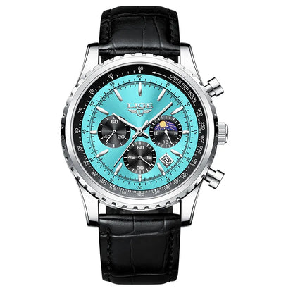 Reloj plateado azul cielo