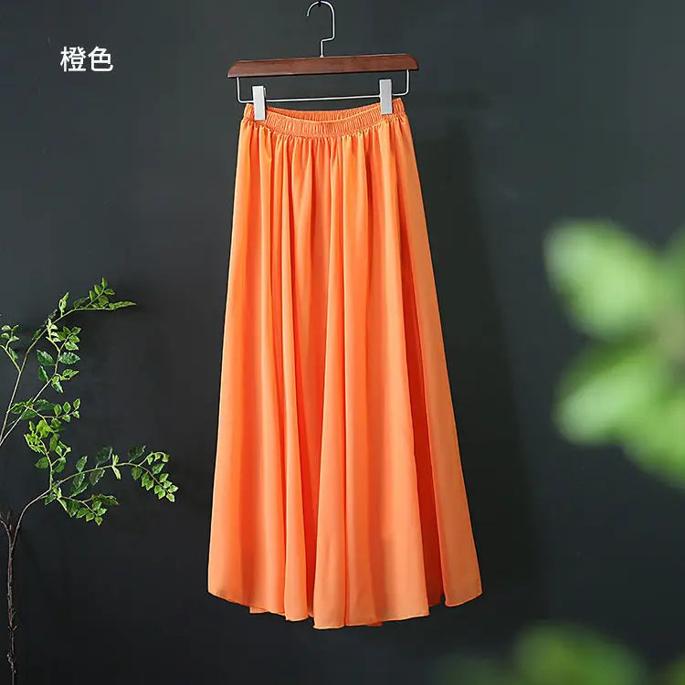 Falda larga naranja