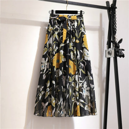 Floral Long Skirt Bohemian High Waist