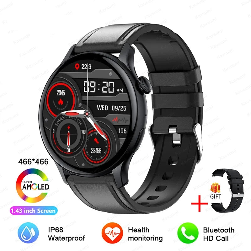 Smartwatch Black Leather