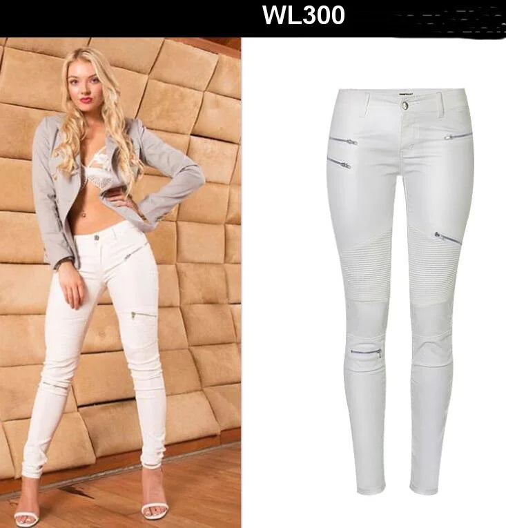 Faux Leather Pants White