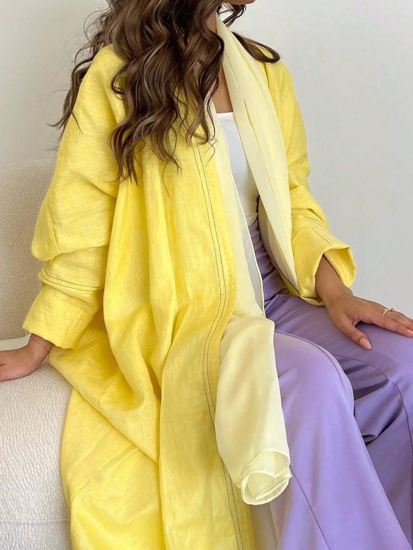 Open Abaya Yellow