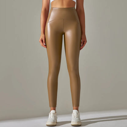 Legging de cuero PU Brown