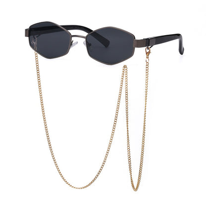 Punk Sunglasses with Glasses Chain Brand Designer Retro