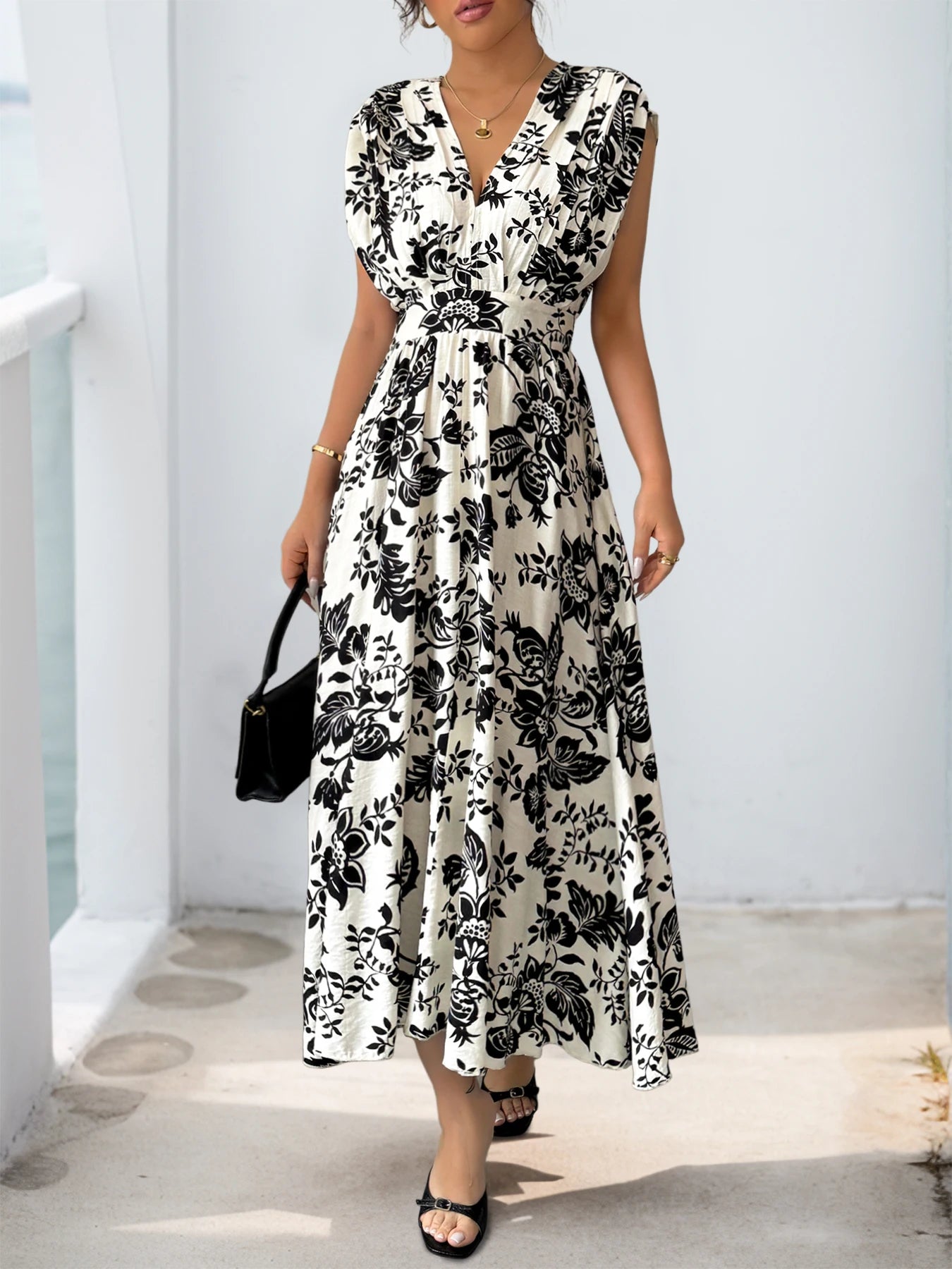Summer Dress Black White