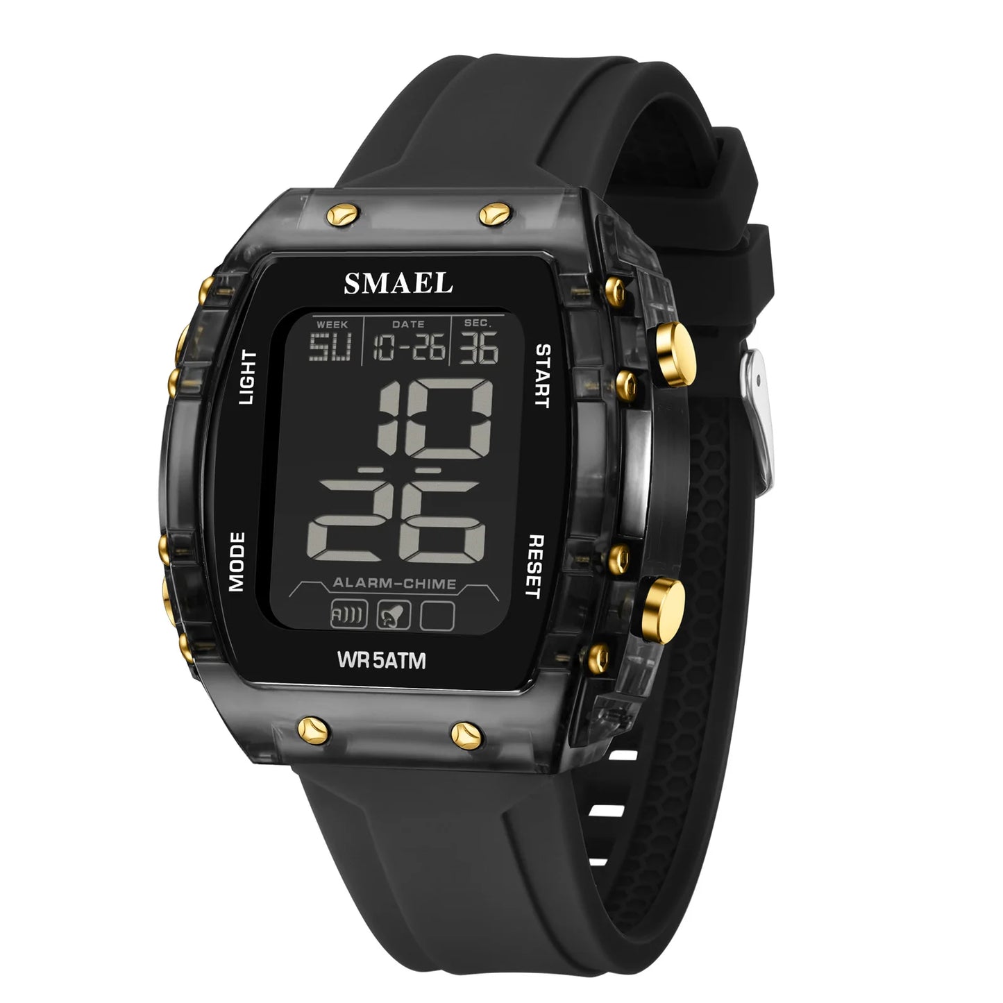 Digital Watch Black Gold