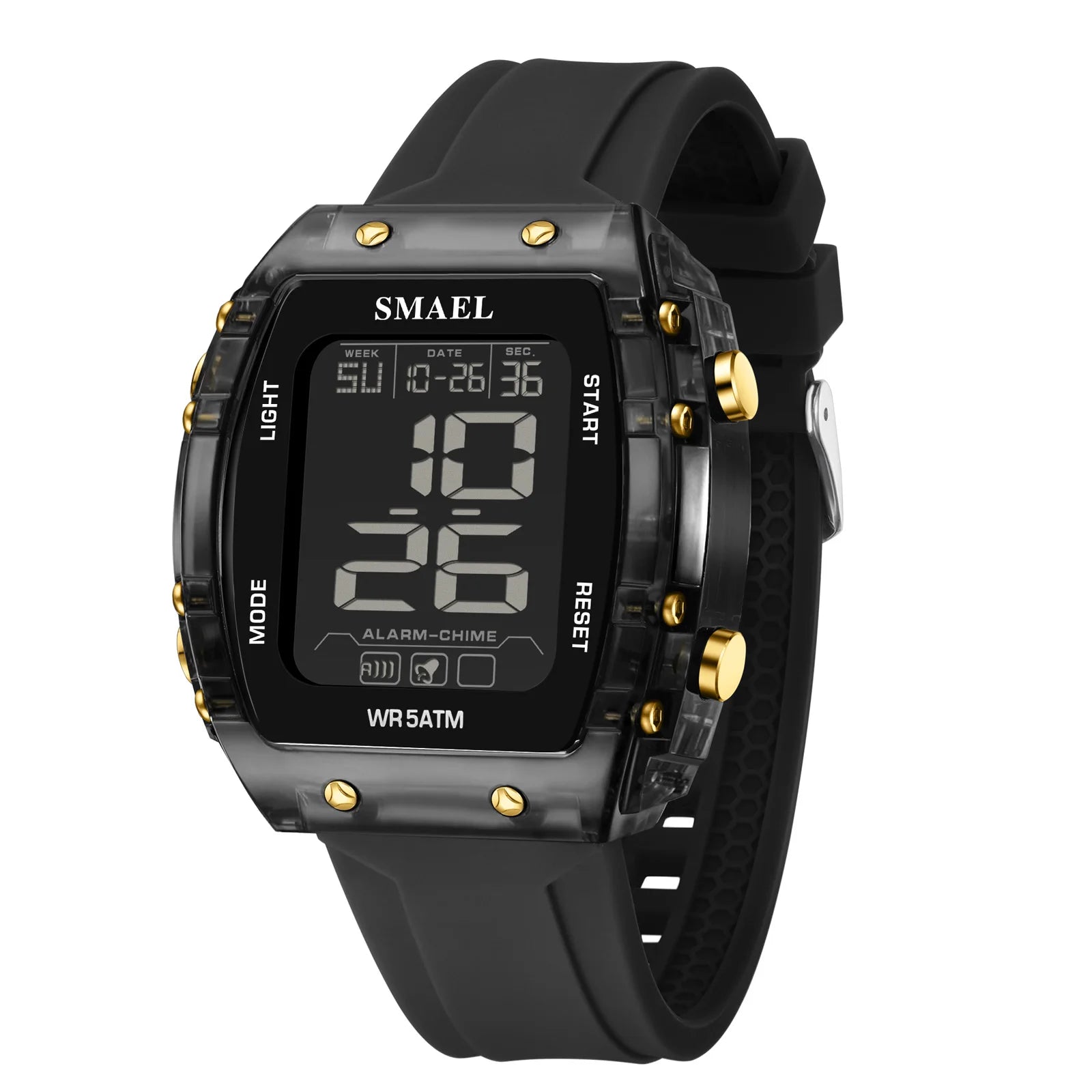 Digital Watch Black Gold