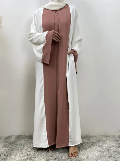 Abaya Pink White Dress