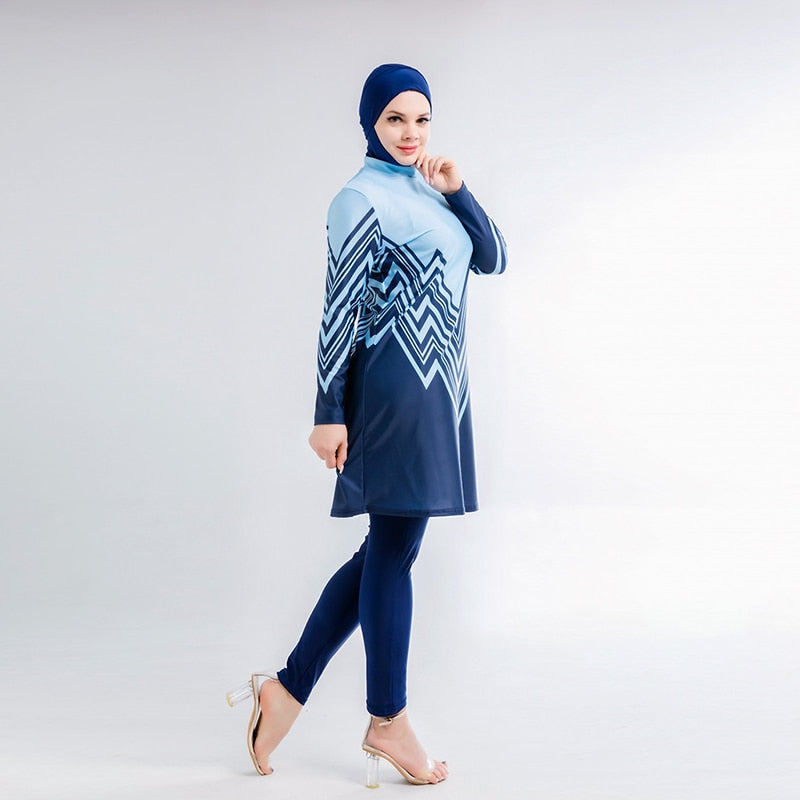 3PCS Muslim swimwear for women long sleeve swimsuit printing
