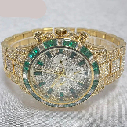 Reloj dorado verde para hombre