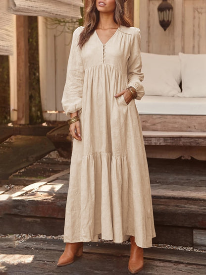 Bohemian Shirt Dress Women's Maxi Sundress