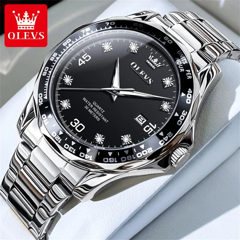 Olevs Watches Black Steel