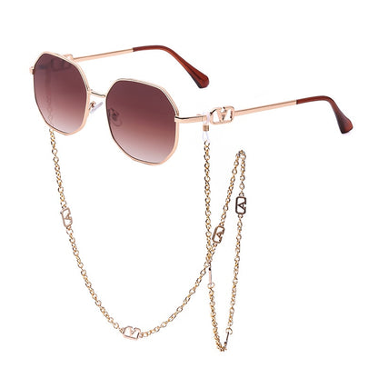 Punk Sunglasses with Glasses Chain Brand Designer Retro