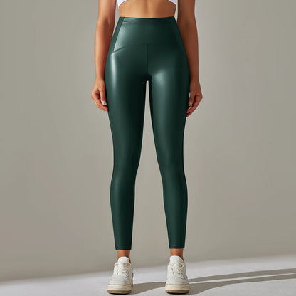 Legging de cuero PU Green