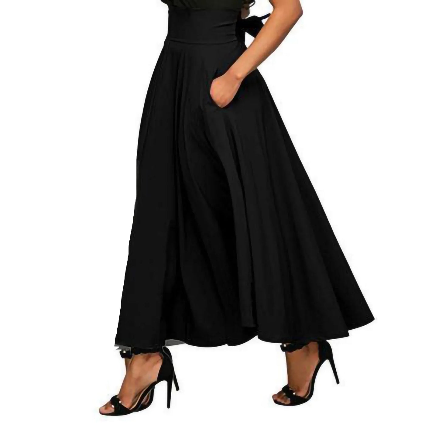 Falda larga elegante negra