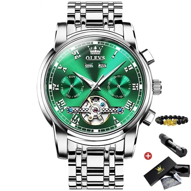 Reloj plateado verde