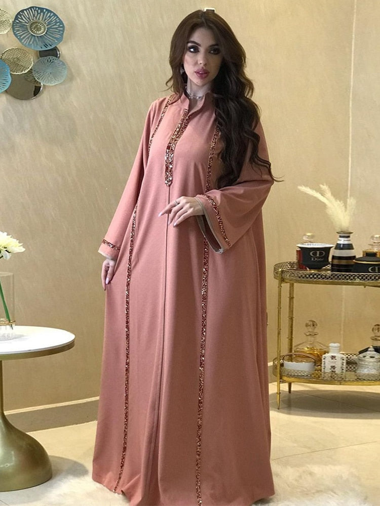 Women's Dress Abaya Maxi Dress Stand Collar Long Sleeve Loose