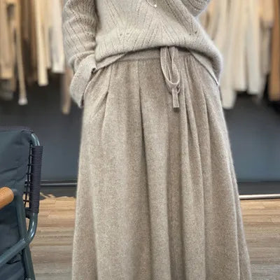 Wool Skirt Beige