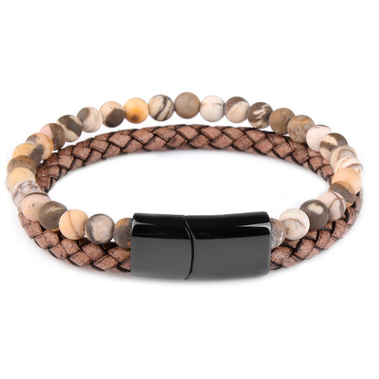 Natural Stone Bracelets Genuine Leather Braided Bracelet