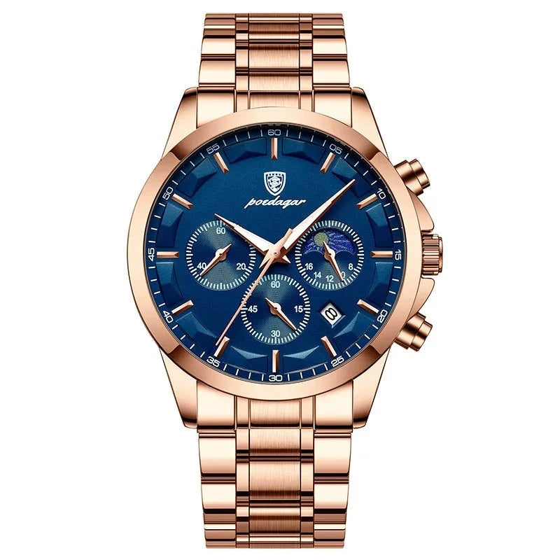 Reloj Quarzo Rose Gold Blue Metal