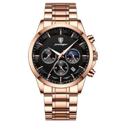 Reloj Quarzo Rose Gold Black Metal