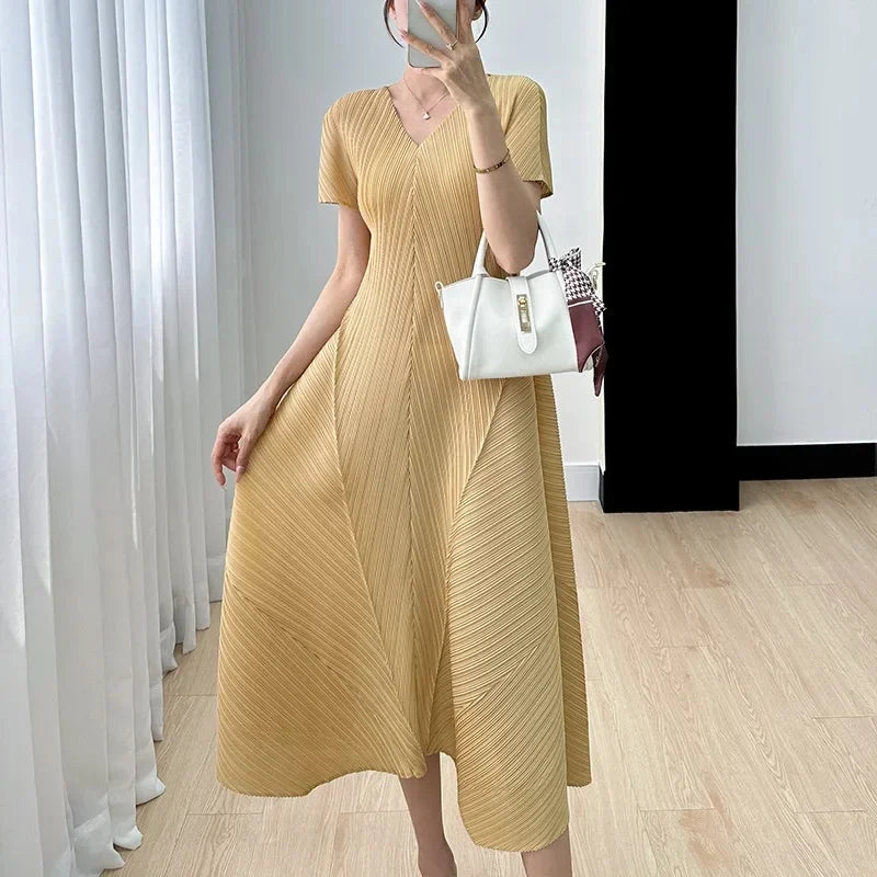 Pleated Dress Ginger Yellow