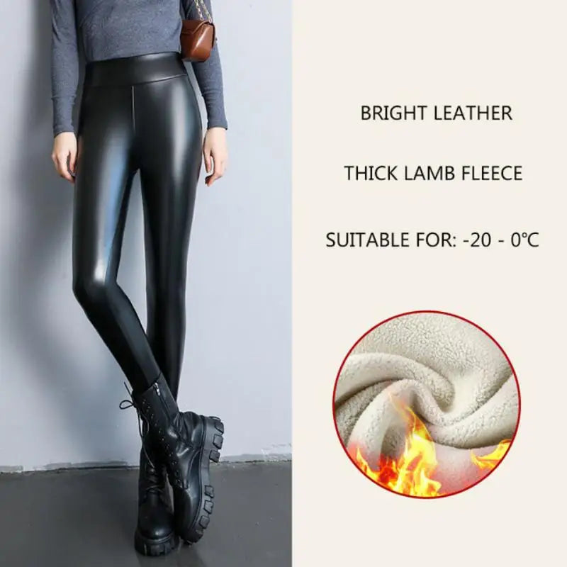 Leggings térmicos Bright Leather Thick Lamb Fleece -20-0ºC