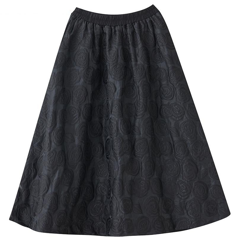 Loose Stitching Elastic Waist Office Lady A-line Skirt