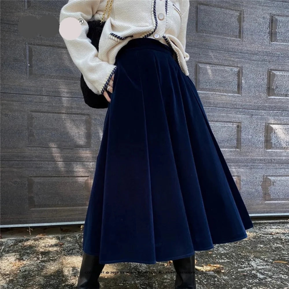 Falda de terciopelo azul