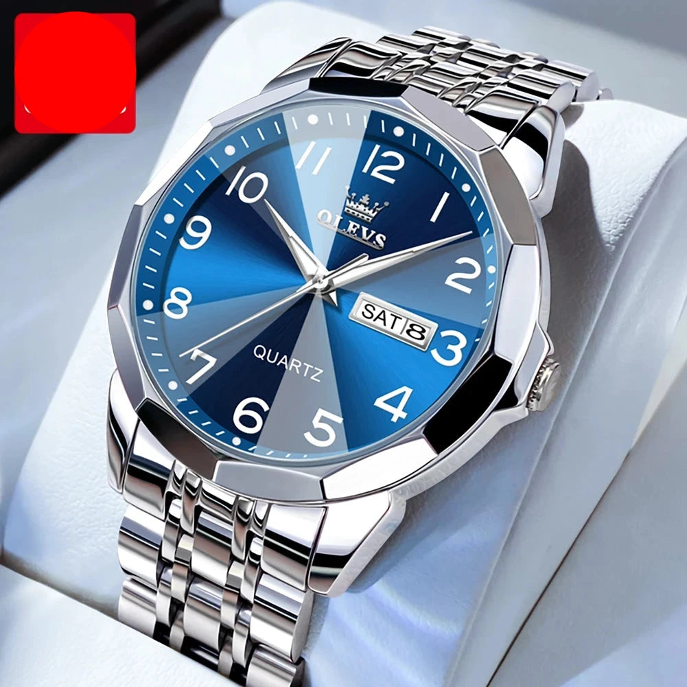 OLEVS Watch Silver Blue