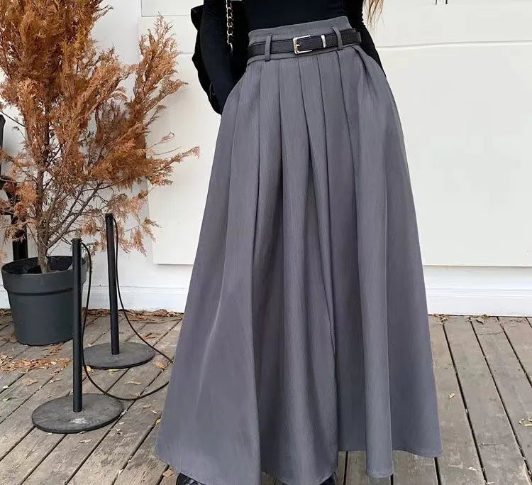 Falda larga ancha gris