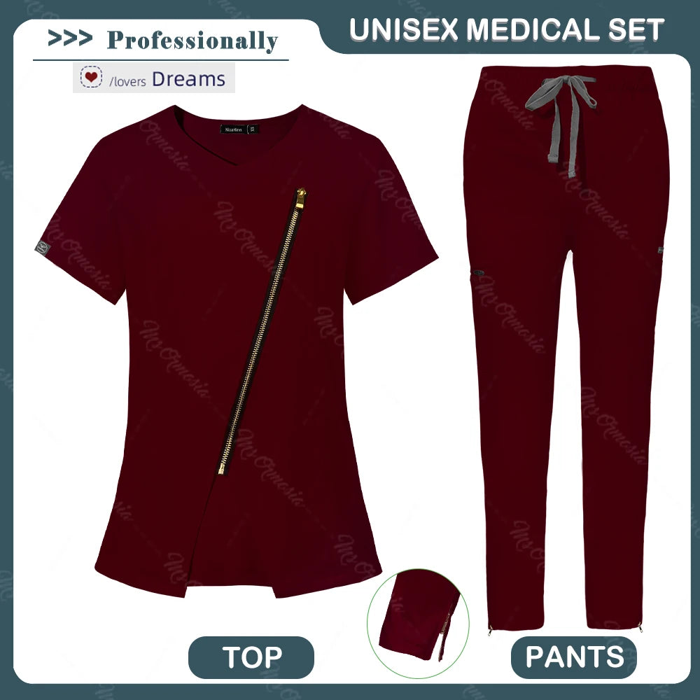 Medical Scrubs Set  Burgundy