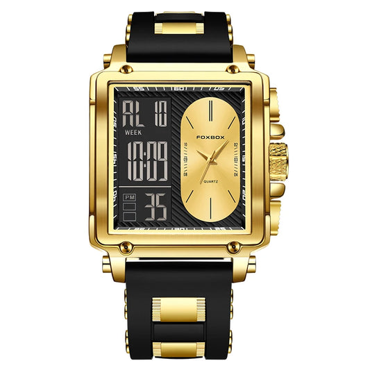 Square Watch Gold Black