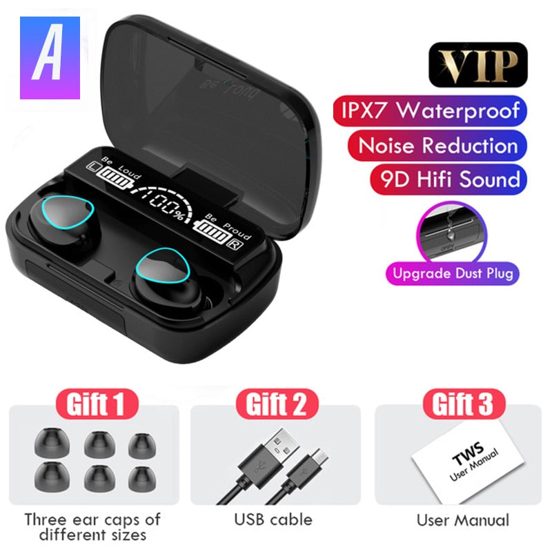 Wireless Headphones LED Display With Power Bank With Microphone
