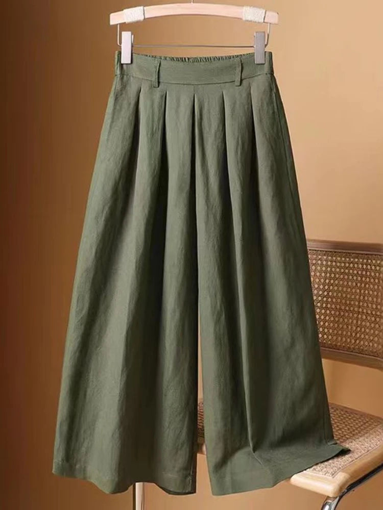 Pantalón de cintura alta verde