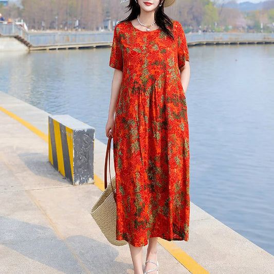 Summer Dress  Dark Red