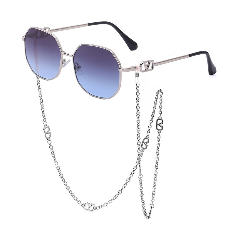 Punk Sunglasses with Glasses Chain Brand Designer Retro