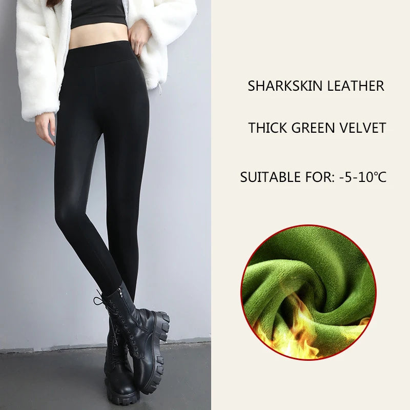 Mallas térmicas Sharkskin Leather Thick Green Velvet -5-10ºC