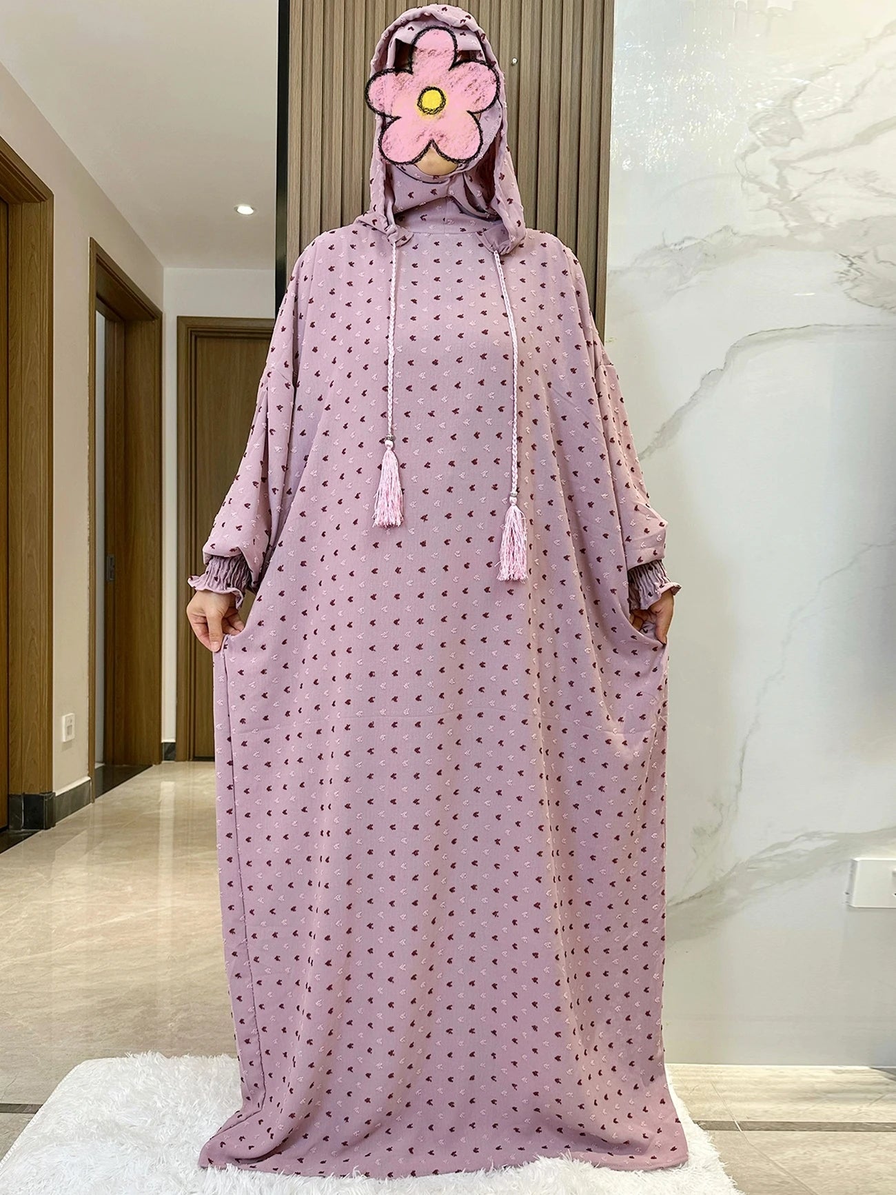 Cotton Abaya Pink