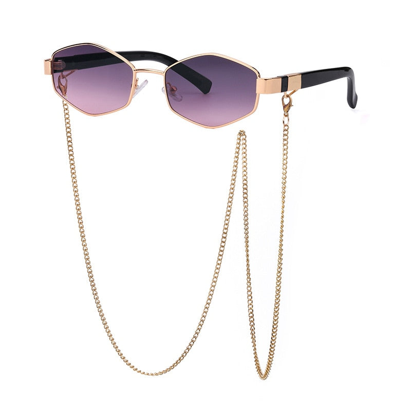 Punk Sunglasses with Glasses Chain Brand Designer Retro