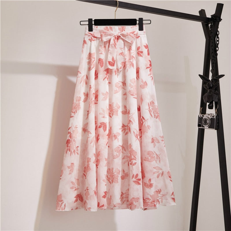 Floral Long Skirt Bohemian High Waist