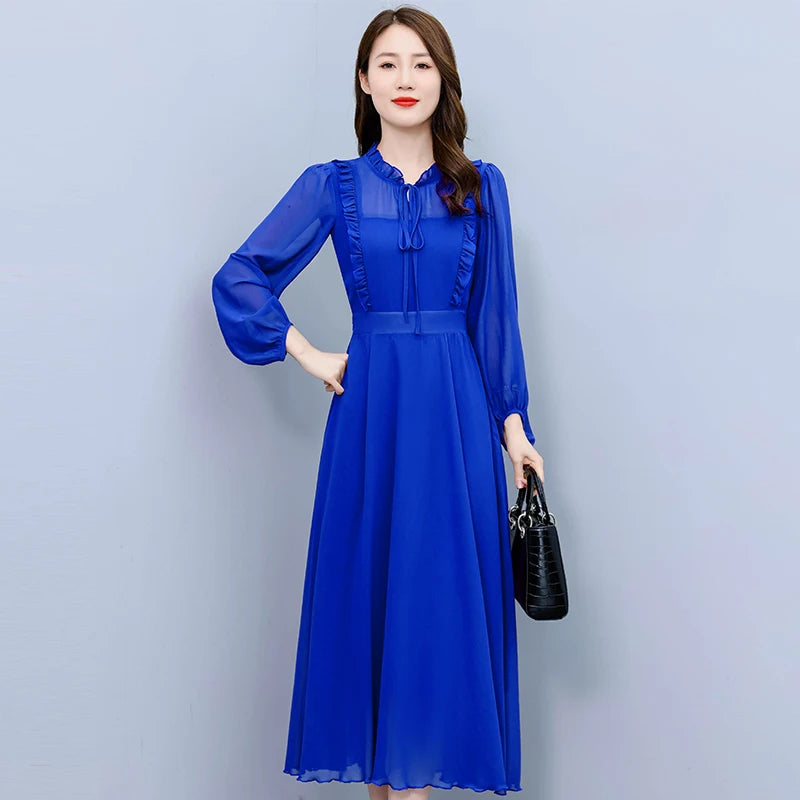 Chiffon Dress Royal Blue