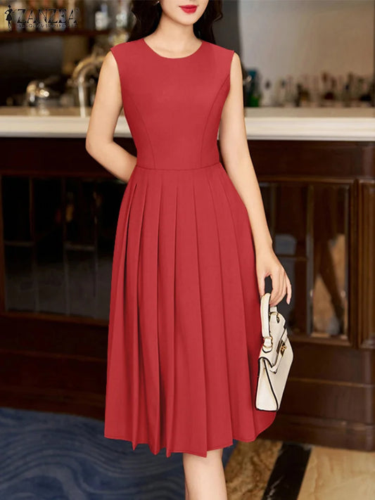 Pleated Dress Red