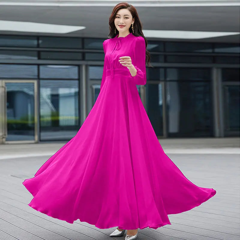 Chiffon Dress Rose Red