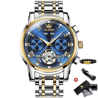 Reloj dorado azul