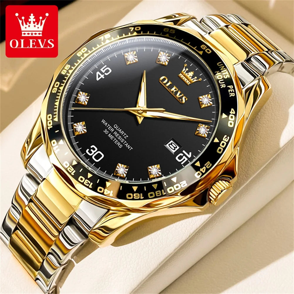 Oleavs Watches Gold Black Steel