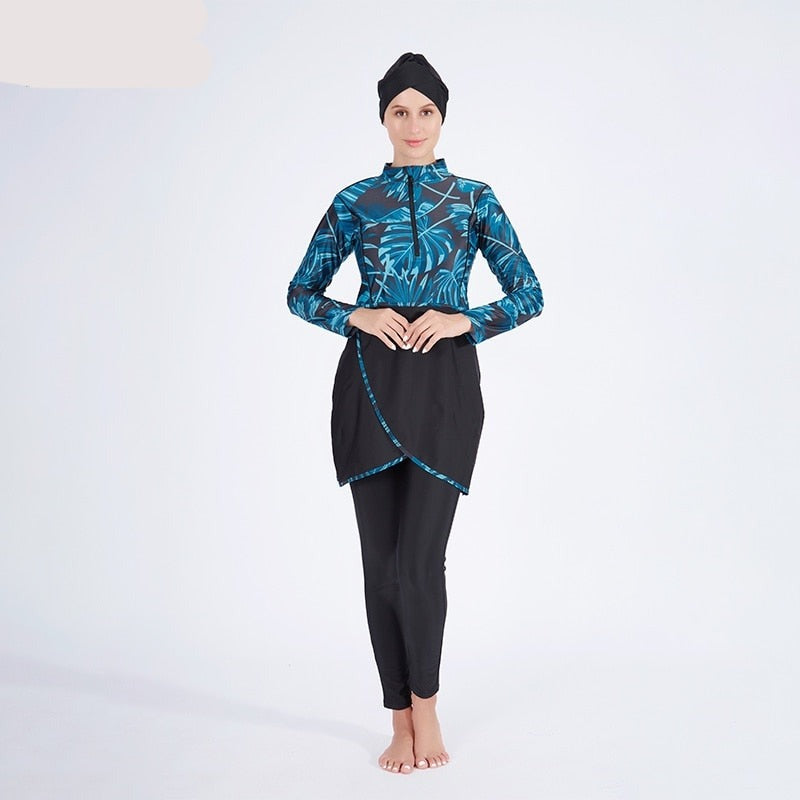 3PCS women's Muslim swimwear long-sleeve burkini