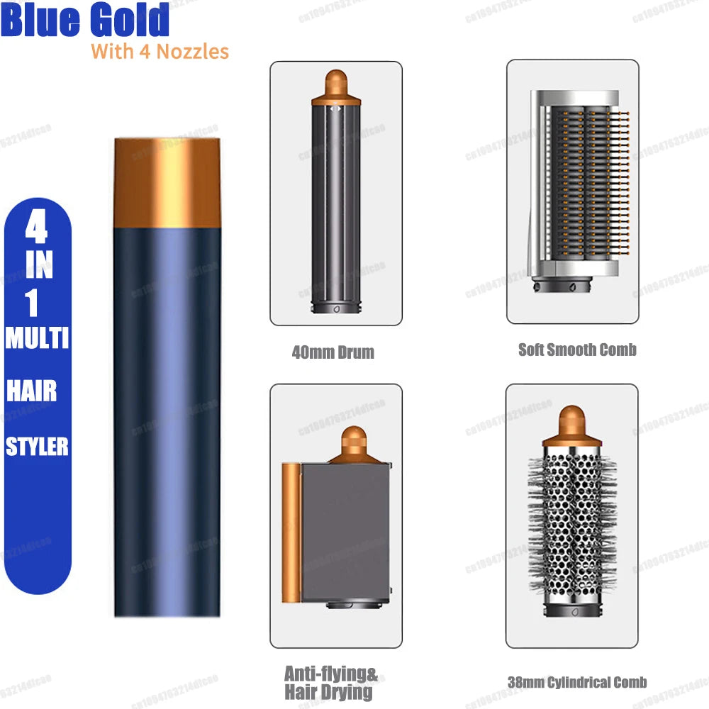Hair Curler Blue Gold 4 Nozzles