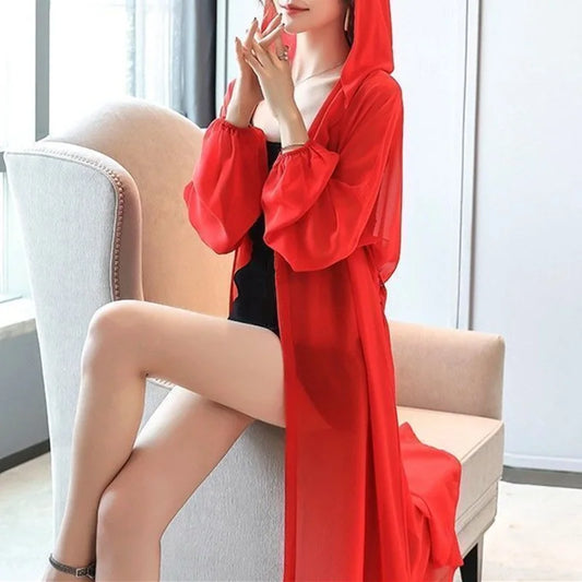 Hooded Cardigan Red