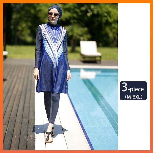 Modest Hijab Long Sleeves Sport Swimsuit 4Pcs Islamic Burkinis Wear